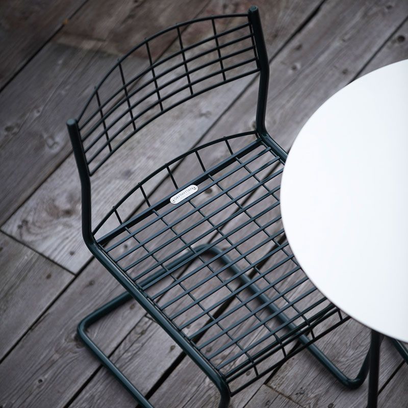 Tisch High Tech 60 Weißes Laminat / Schwarzer Ständer Ø 60 cm