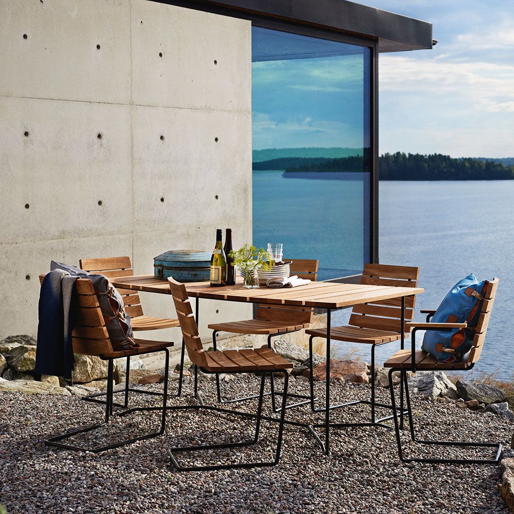 Grinda Tisch 85X200cm Schwarz / Teak