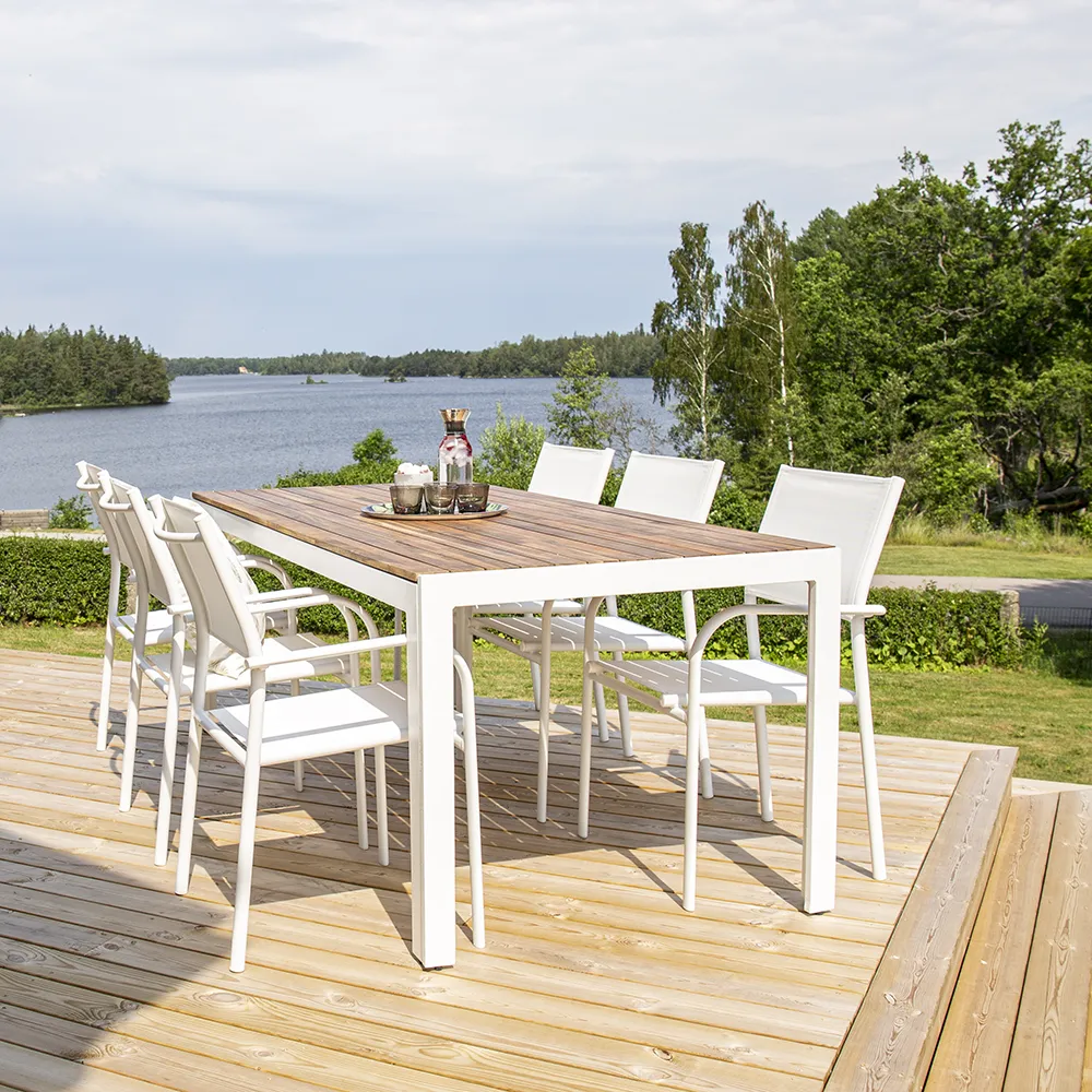 Bois Esstisch 90x205 cm Weiß/Akazie