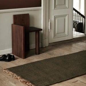 Block Handgewebter Teppich – Olive/Natur