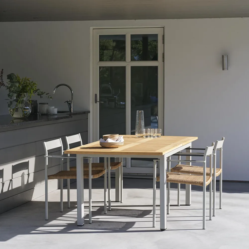 Lyon Esstisch 95x152-210cm - Hellgrau/Teak