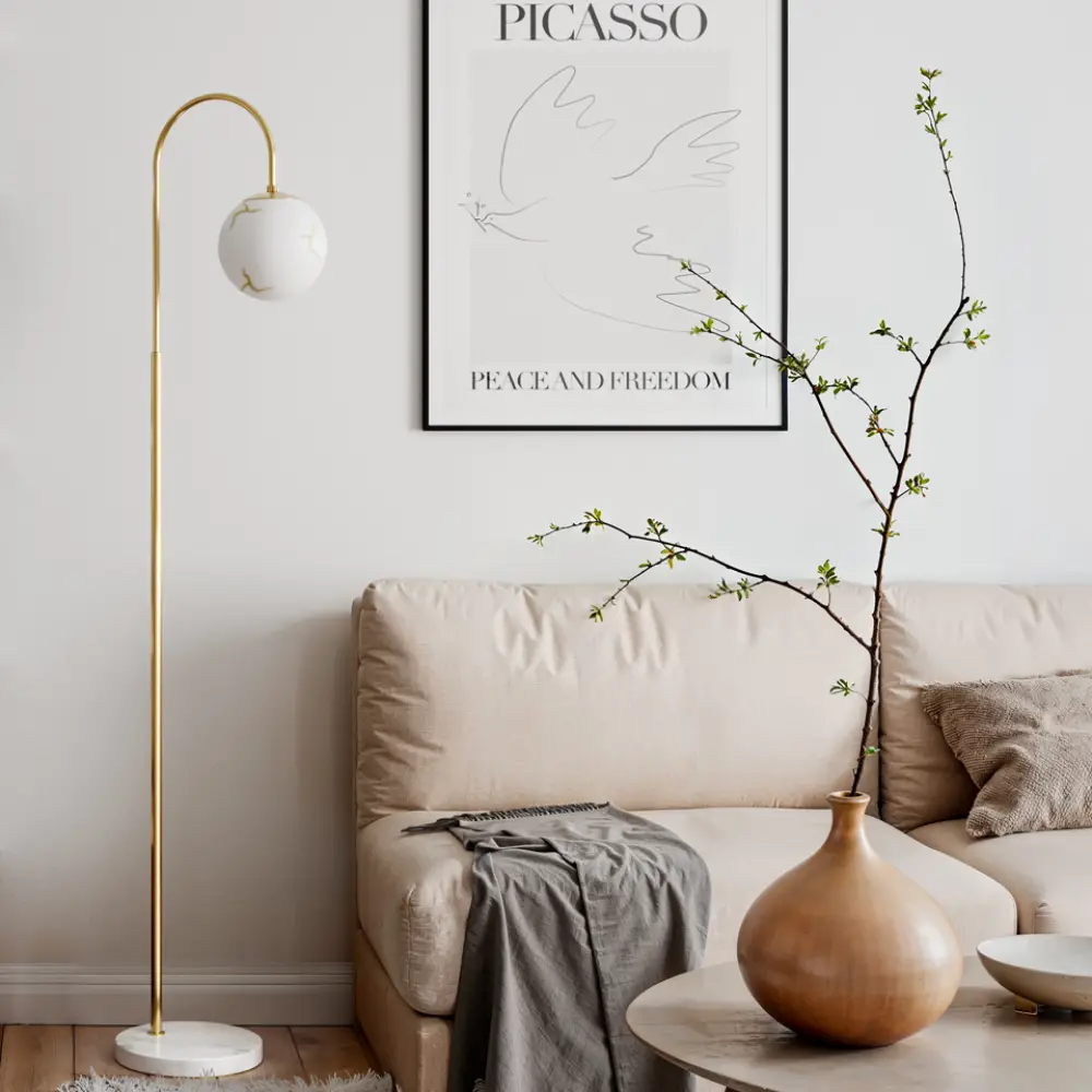 Bellagio Stehleuchte H163cm Messing/Weiß