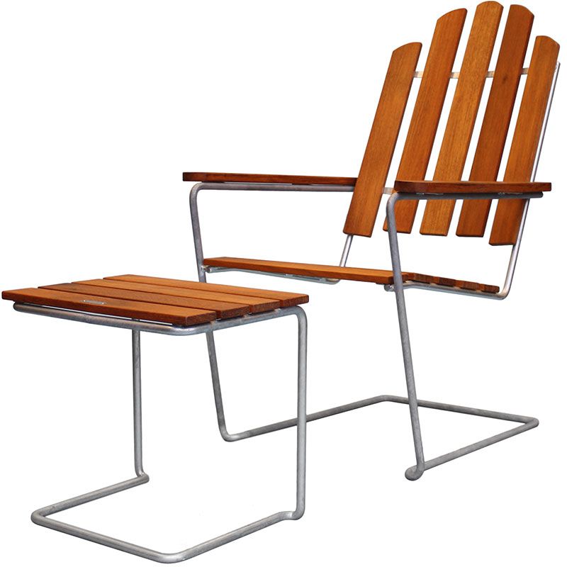 A3 sonnenbank Unbehandeltes Teakholz / Feuerverzinkter Rahmen