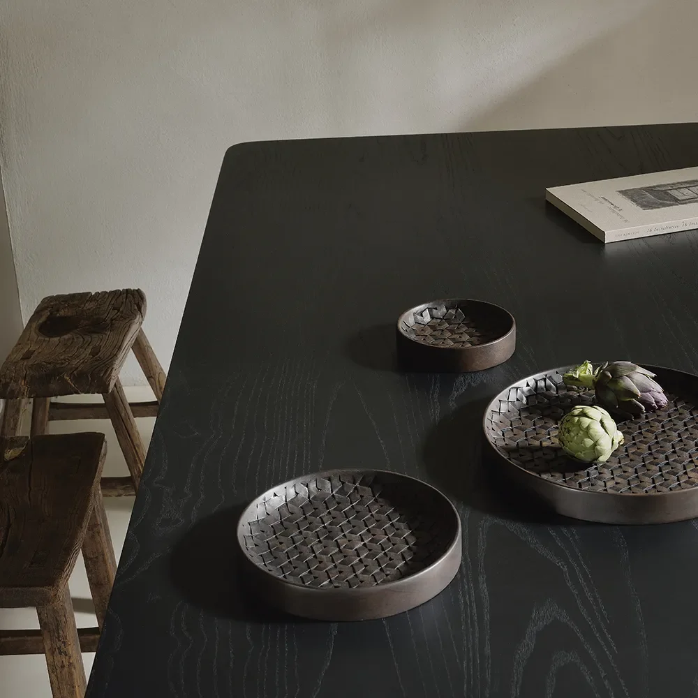  Tampa Tablett dunkelbraunes Mahagoni-3er-Set