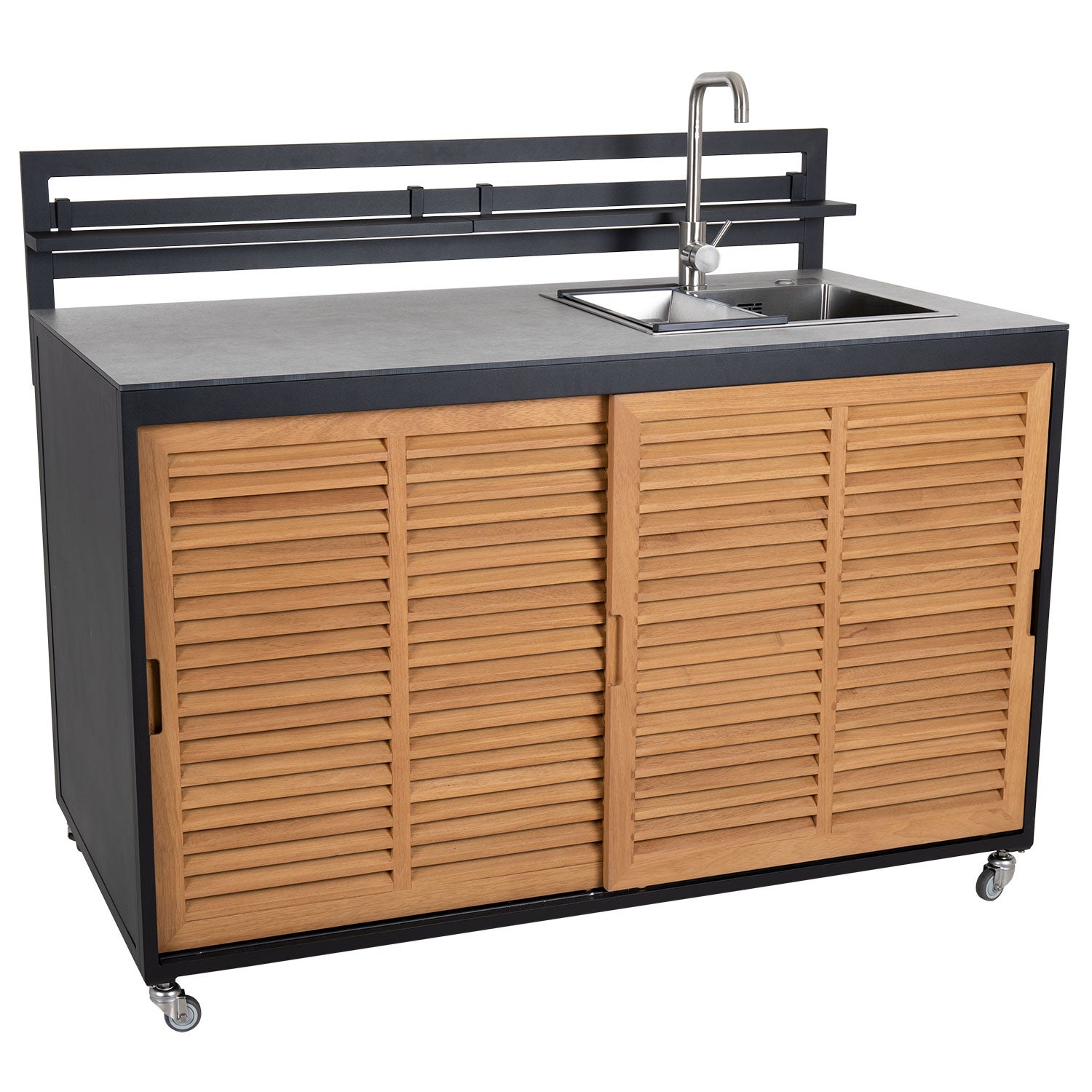 Fornax Küchenzeile Spüle/Hahn schwarz/grau