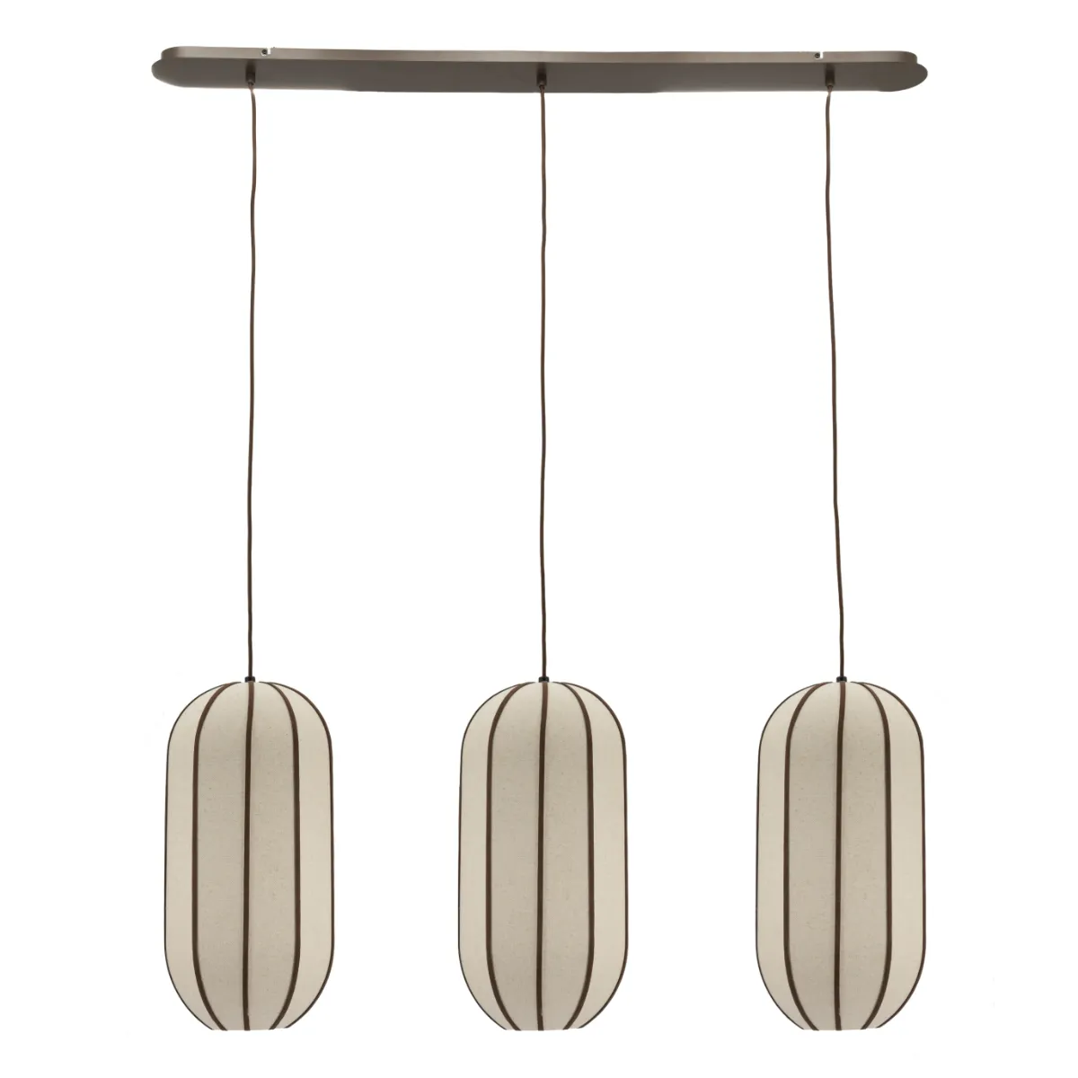 Cocoon cluster rectangular Pendelleuchte 120x25x155 cm IJzer, leer & linnen Natur