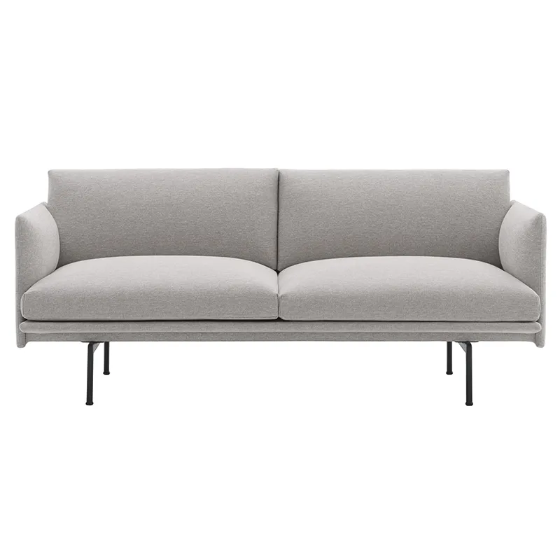 Outline Sofa 2-seater - Black Base - Clay 12 Black