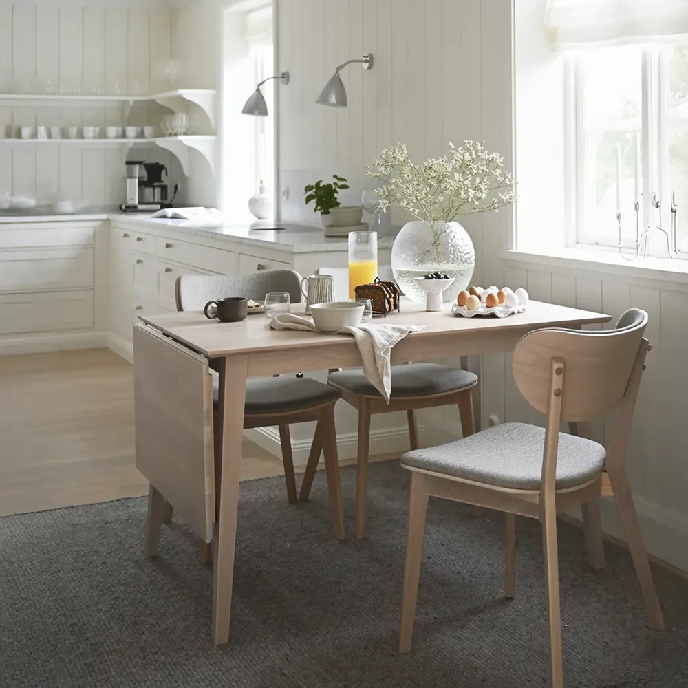 Filippa Klapptisch 120-165 x 80 cm Eiche weiß pigmentiert