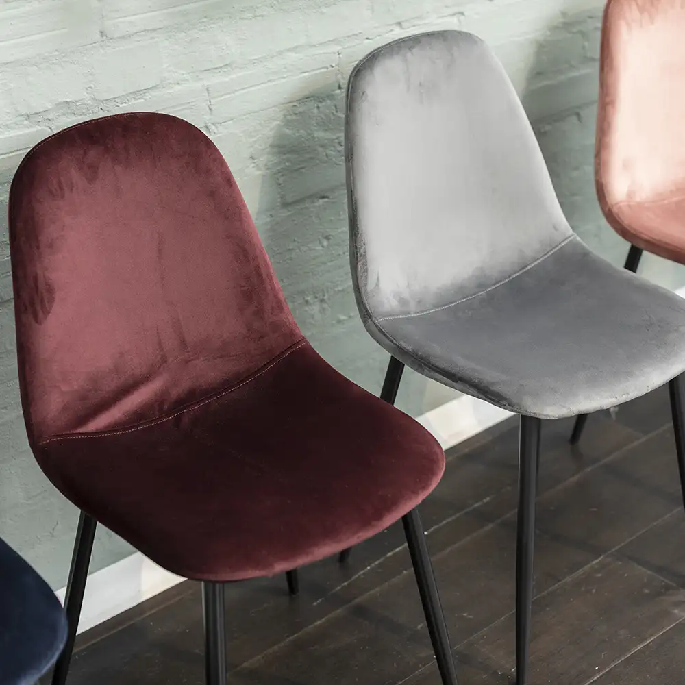 Thea Dining Chair burgunderfarbener Samt 4er-Pack