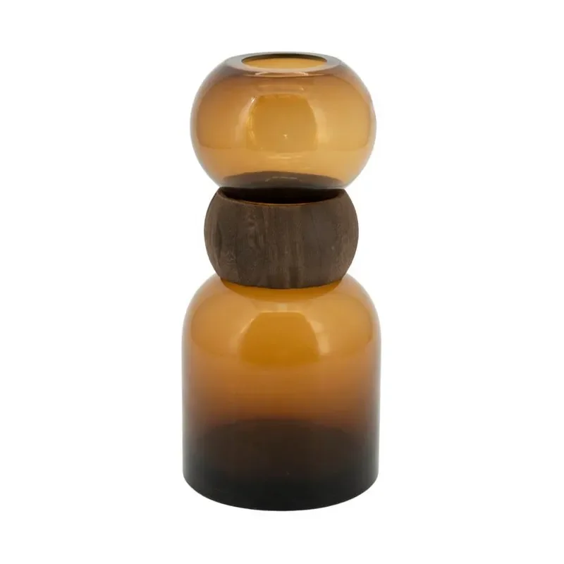 Verra medium 15x15x31,5 cm Glas & Holz dark brown