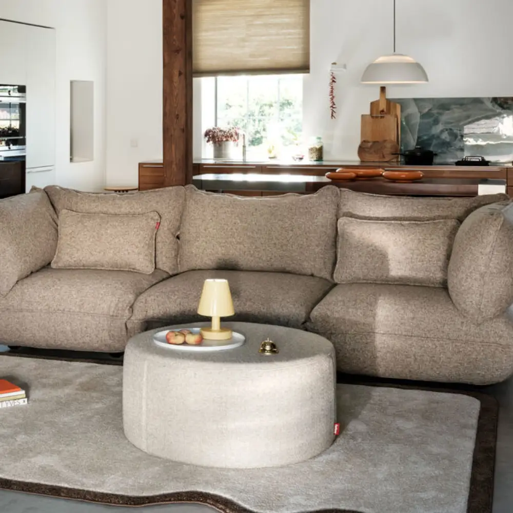 recycled puff kissen boucle brown