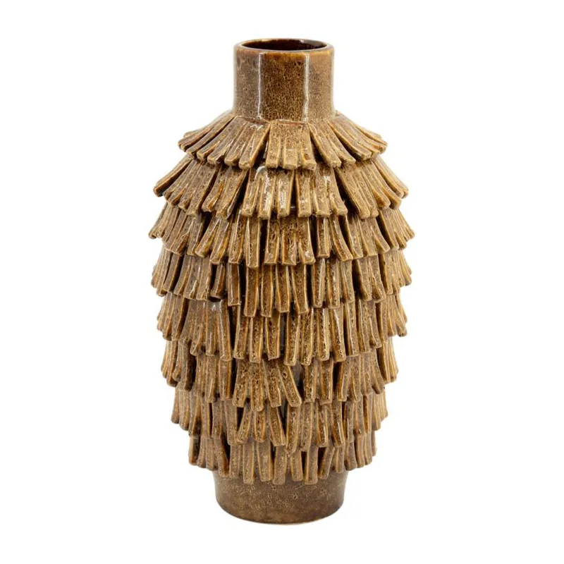 Frappe large Vase 23x22,5x41 cm Steingut Braun