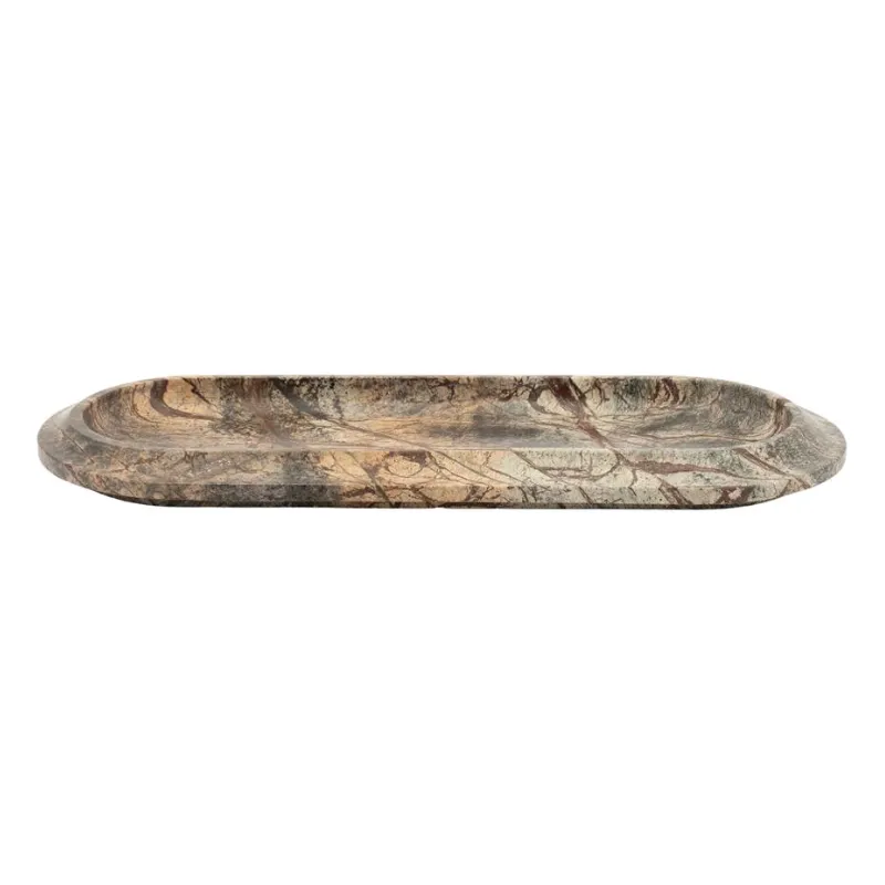 Ovalis 45x18x3 cm Marmor Braun