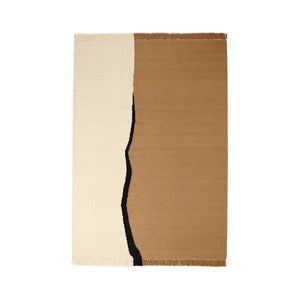 Soil Kelim Teppich 170x240 cm- Dark Sand/Off-white