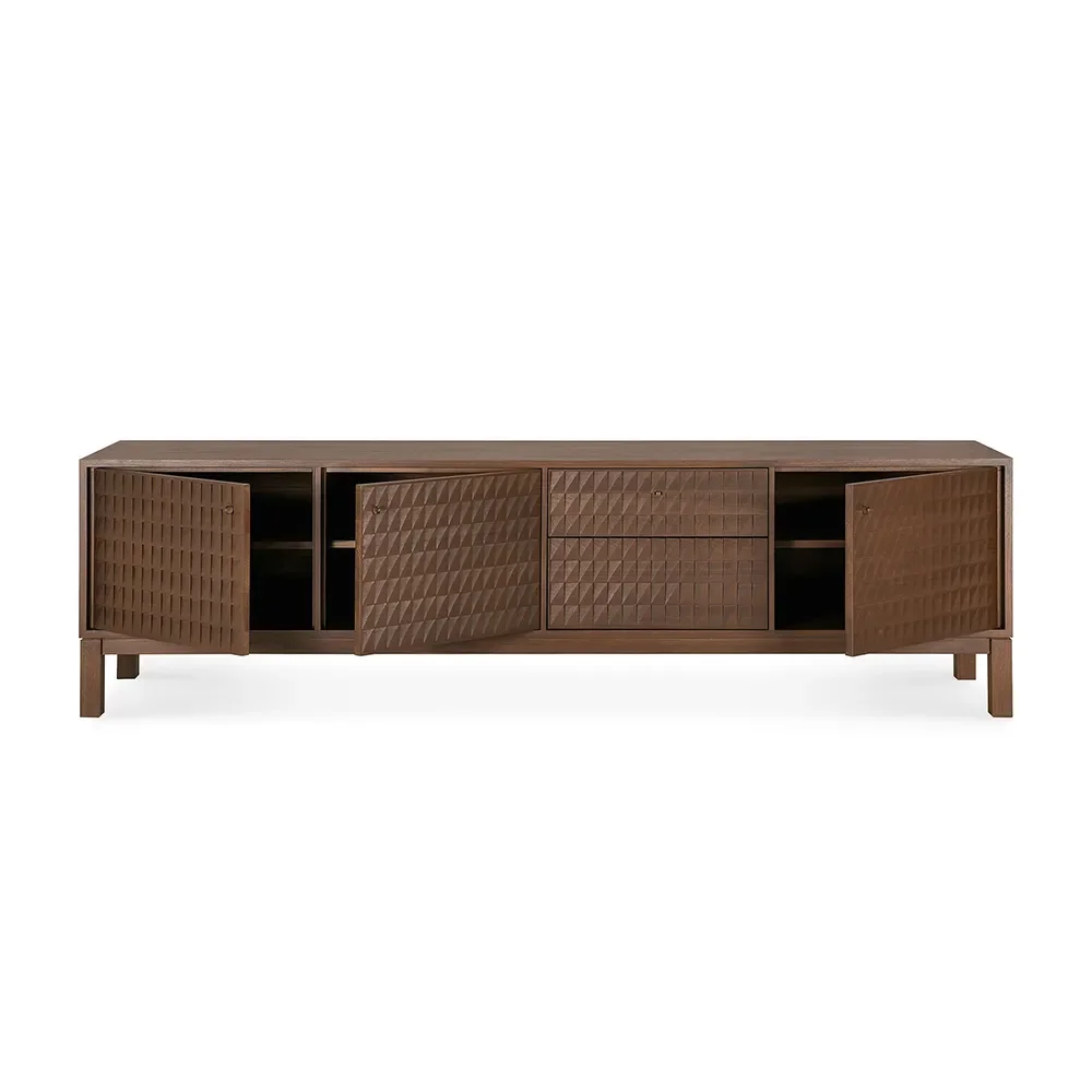 TV-Lowboard aus Teak Sono Light Brown L212 cm