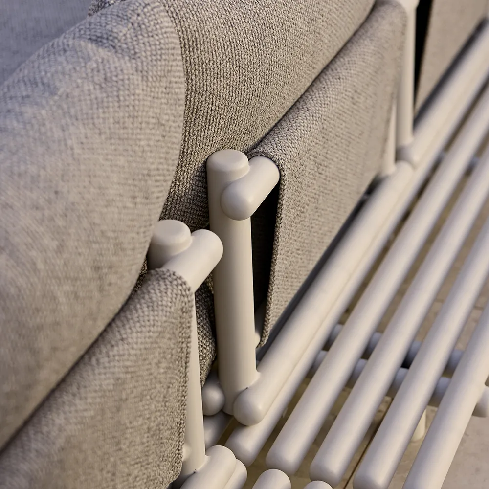 Sticks Sofa mit Chaiselongue Alu/light brown