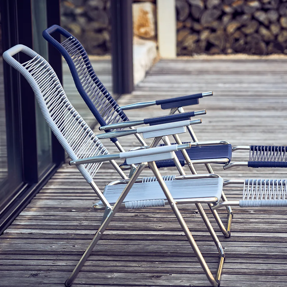 Spaghetti Sonnenliege weiß Aluminium