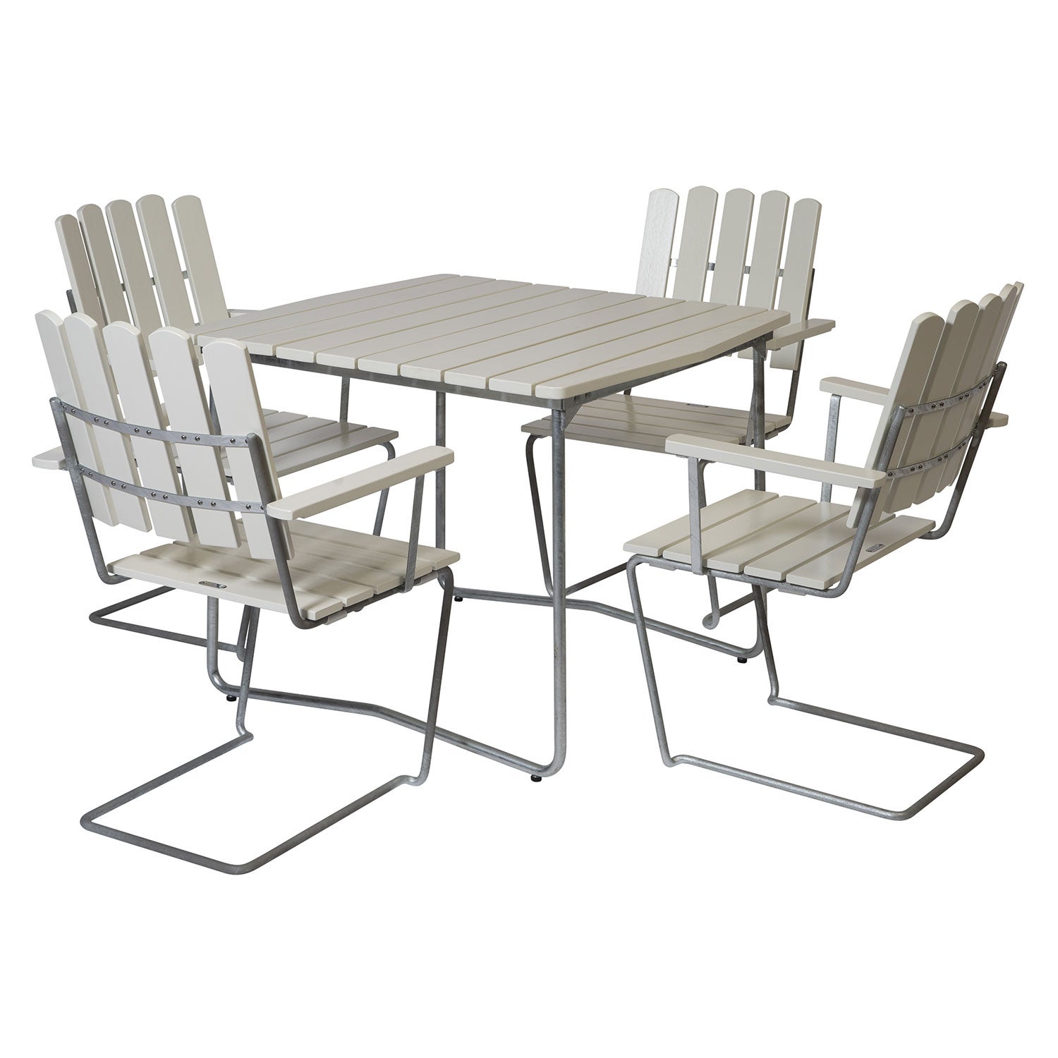 A2 Sessel Eiche weiß lackiert / Gestell feuerverzinkt