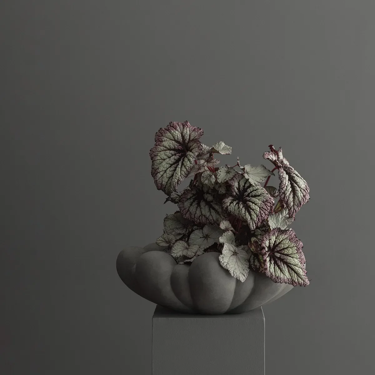 Handgefertigte Dekoschale Bloom Dark Grey Ø 44 cm