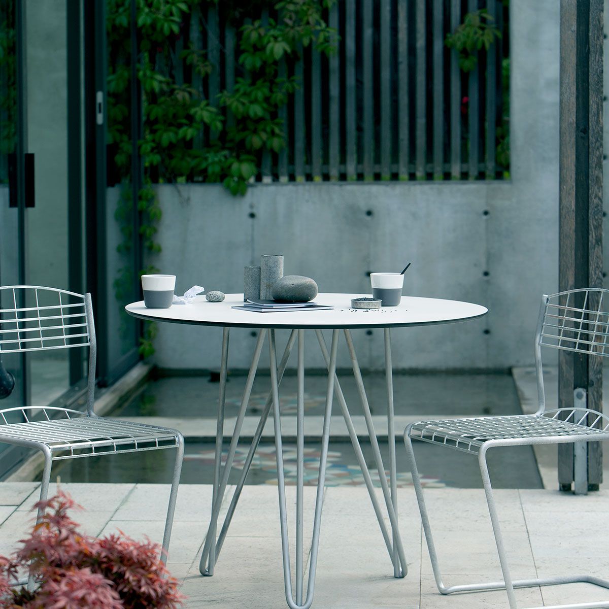 High Tech Esstischgruppe Ø90cm Schwarz