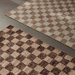Handgewebter Wollteppich Check 200x300 cm Coffee