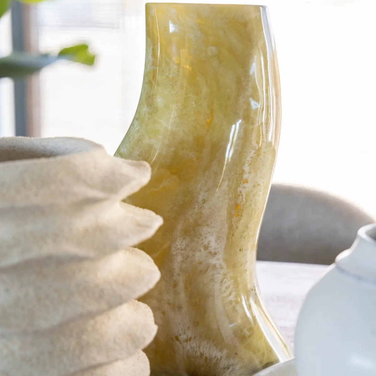 Stonea 2 Vase 20x18x34 cm Kunstharz grün