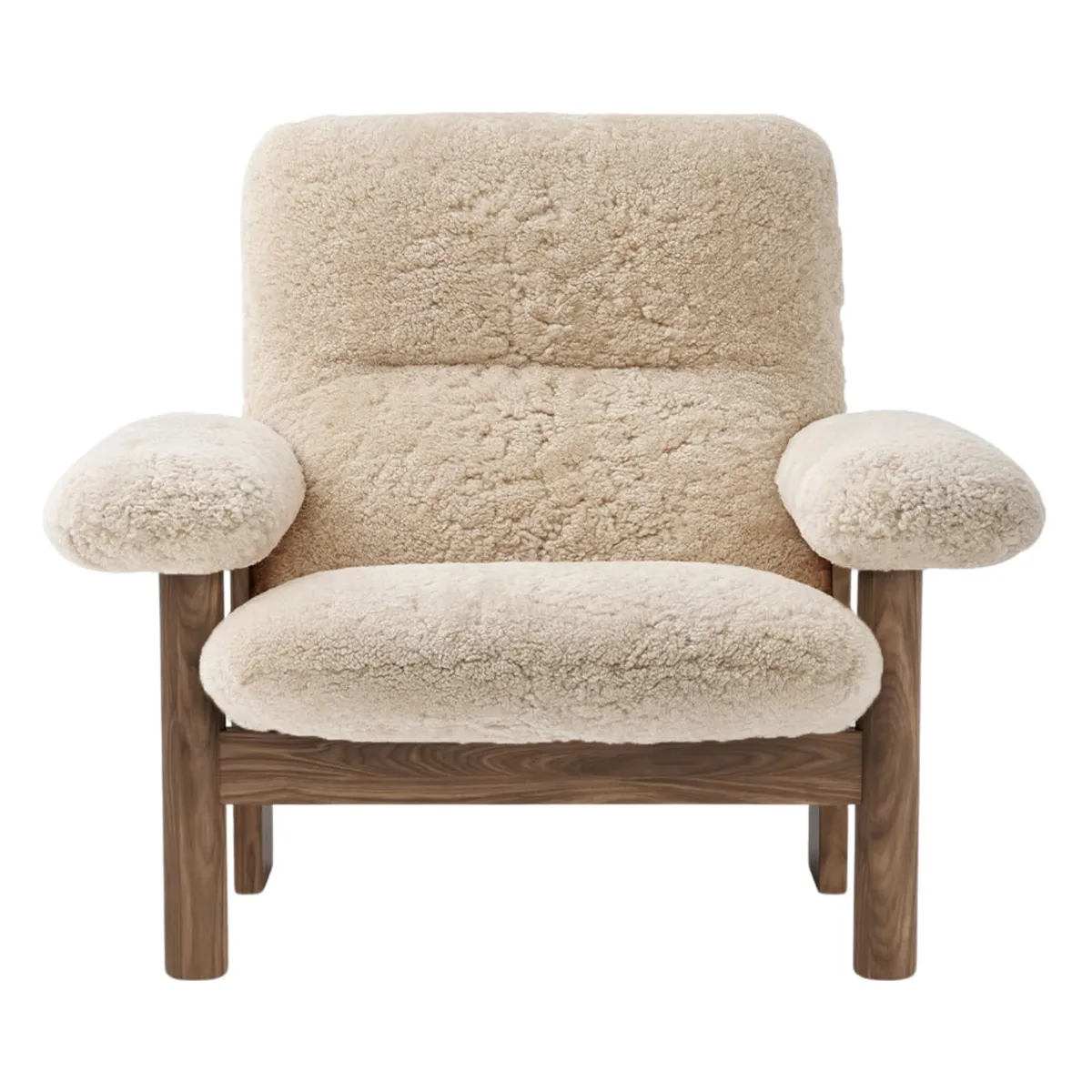 Brasilia Loungesessel Walnuss, Sheepskin Nevotex Nature