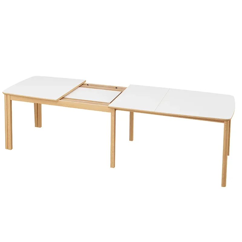 SM107 Esstisch 101x160-316-368 cm Naturgeolt Eiche - Weißes Laminat