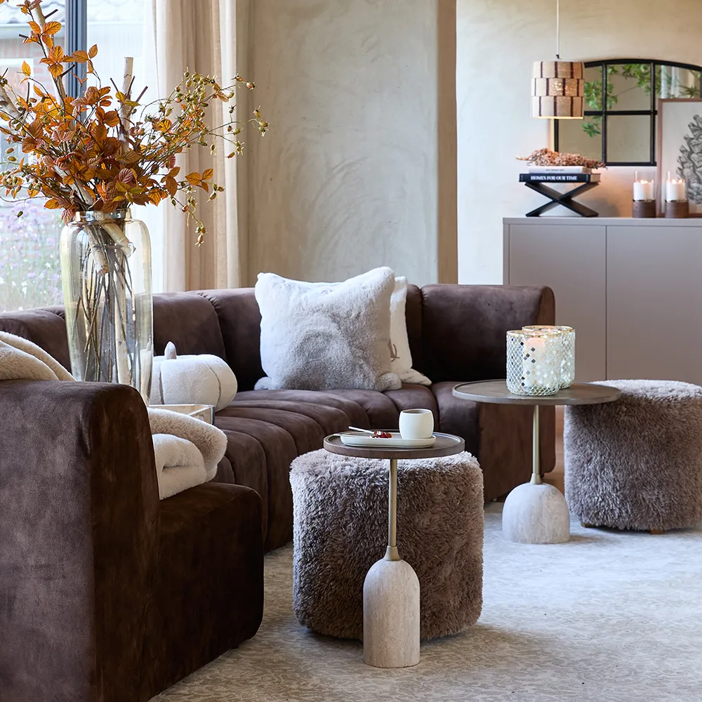 Fußhocker Bowery Raccoon Taupe