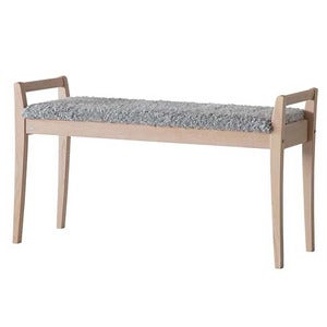 Meja Bench Weiß geölte Eiche/Schafsfelloptik Hellgrau