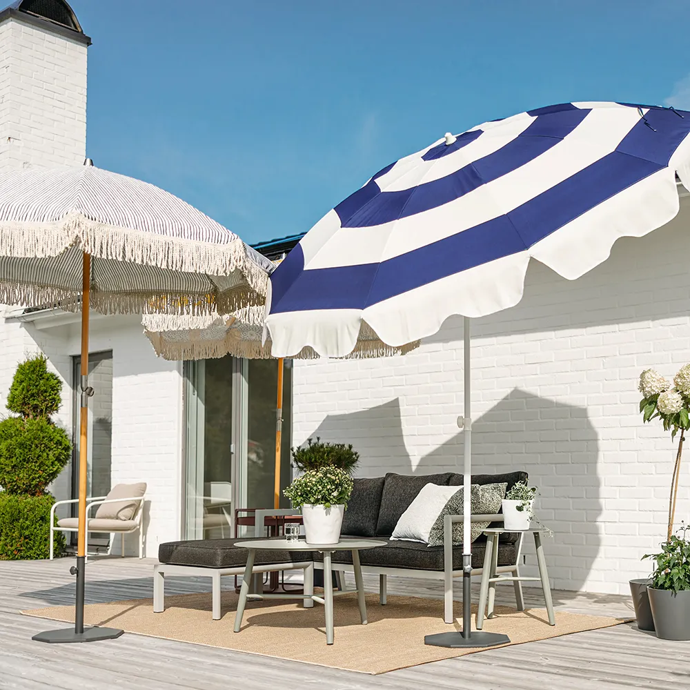 Follina Strandschirm 180 cm Blau-Weiß gestreift