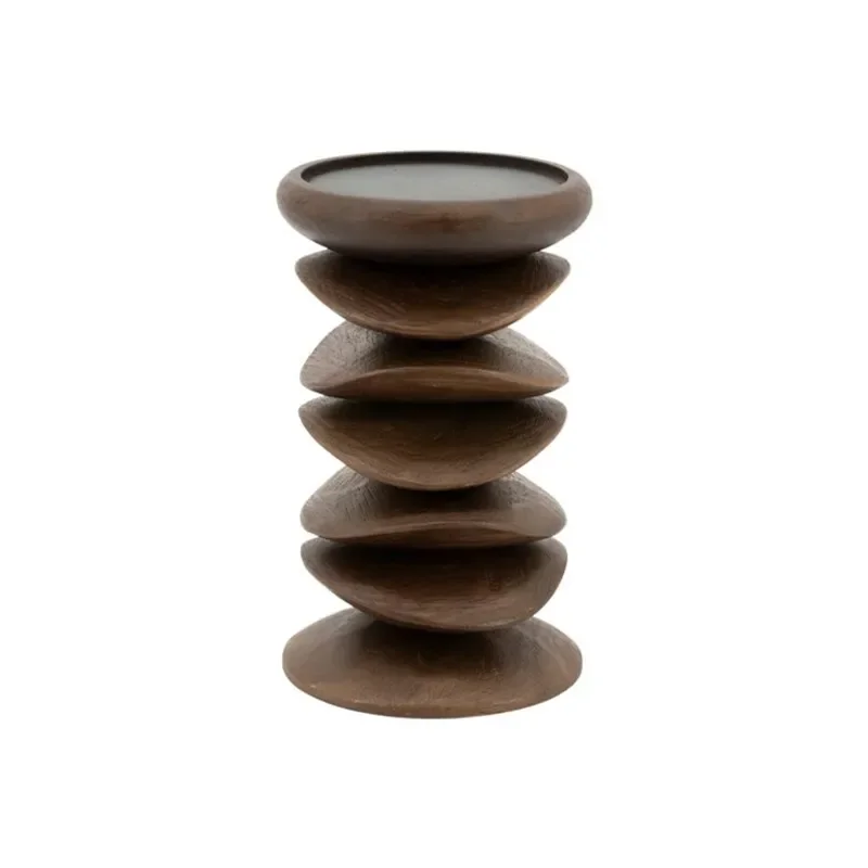 Pillar candle holder Kasane 10x10x15 cm Mangoholz dark brown