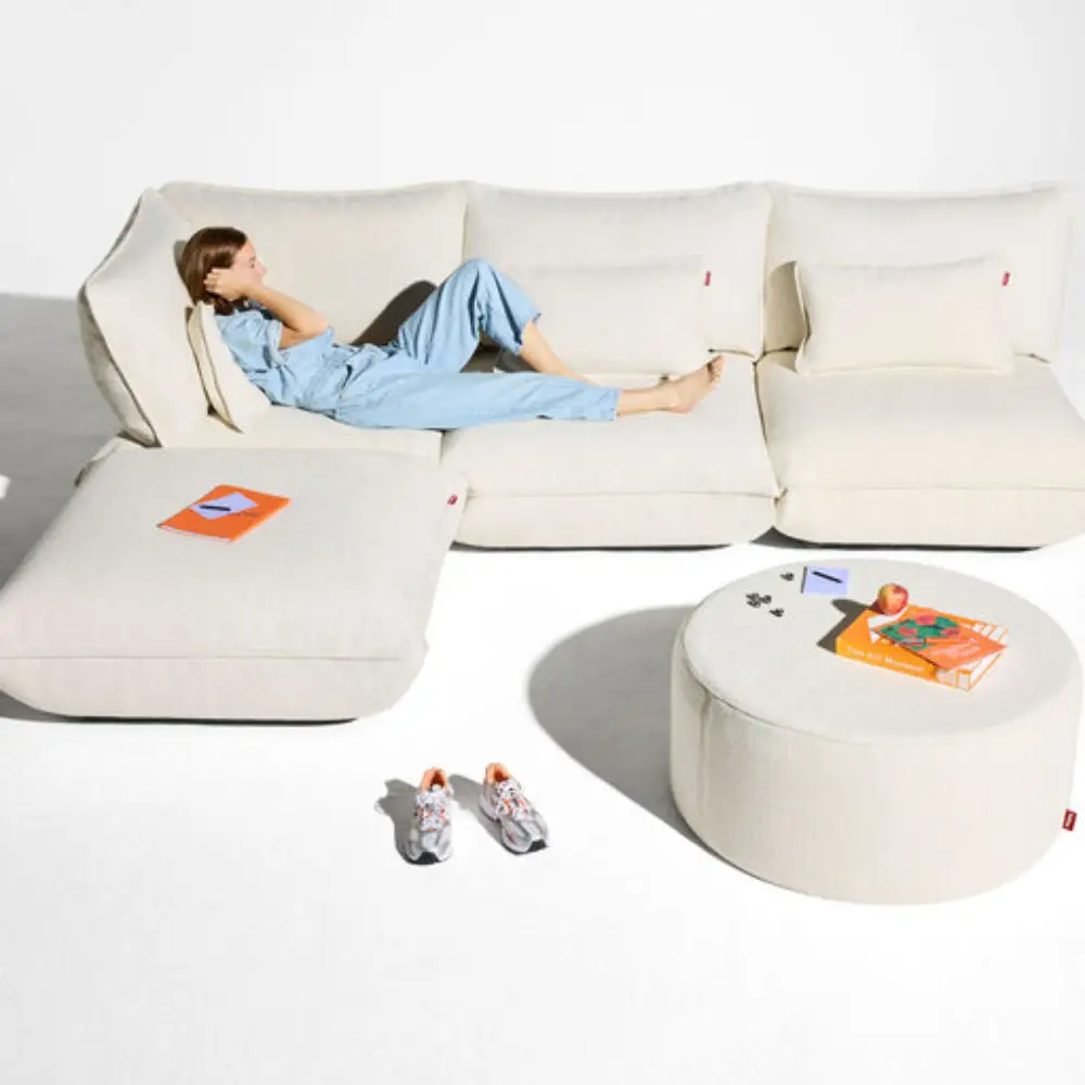 sumo fußbank boucle recycled creme