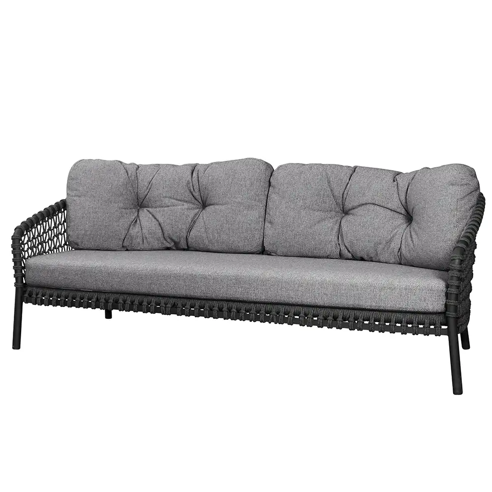 Kissen Set Ocean Dunkelgrau für 3 Sitzer Sofa
