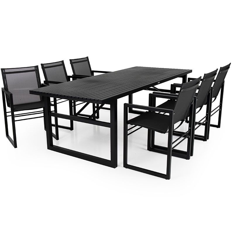 Vevi Esstischgruppe schwarz Aluminium