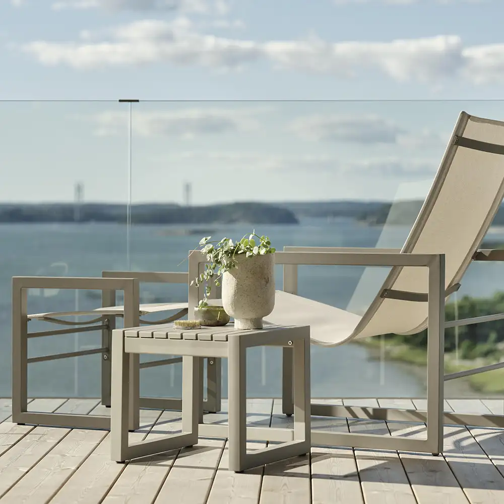 Vevi Fußschemel khaki/weiß