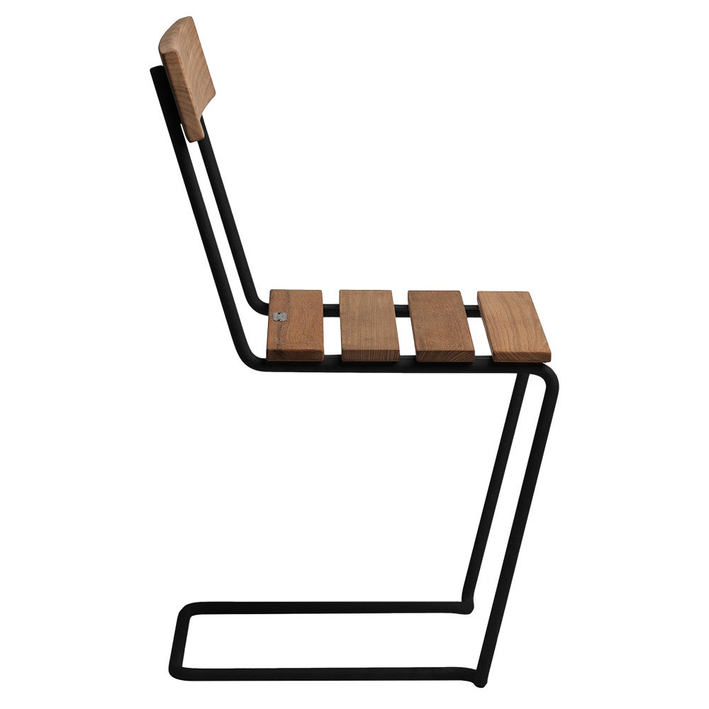 Stuhl 1 Unbehandeltes Teakholz / Schwarzes Gestell
