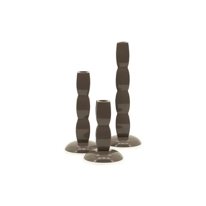Prinz Kerzenhalter 10x10x28 cm / 10x10x21 cm / 10x10x15 cm Aluminium taupe