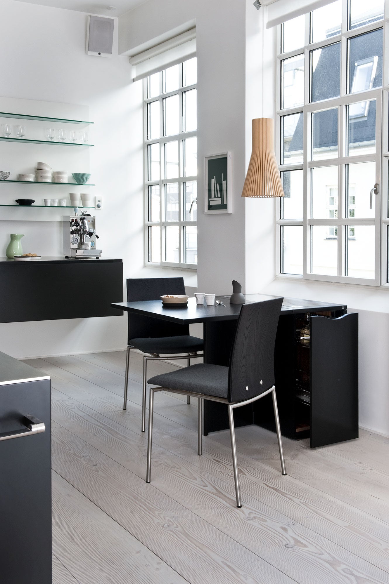 Sm101 Tisch Eiche Schwarz Lack 80-109(178)x40x74 cm