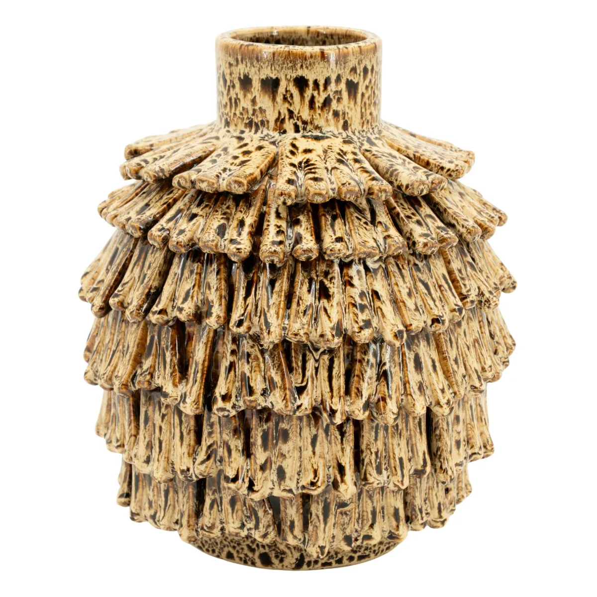 Frappe small Vase 23,5x23x26,5 cm Steingut Braun