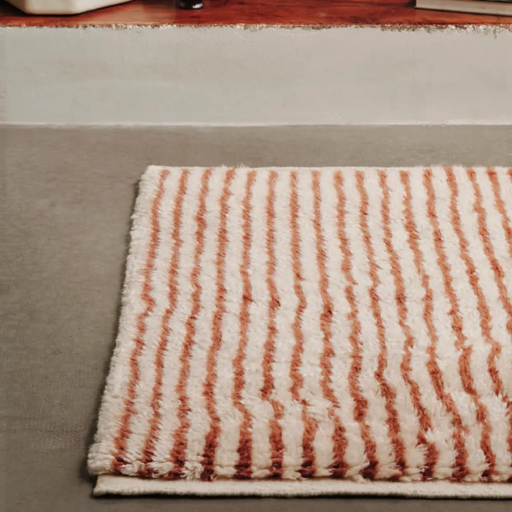 Kami Knotted Teppich 80x120 cm - Off-White/Rotbraun