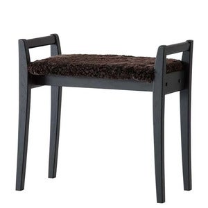 Meja Hocker Eiche schwarz gebeizt/Schafsfell braun
