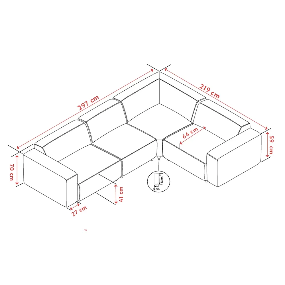 Willard Ecksofa 2+3-Sitzer Stoff Brenda beige