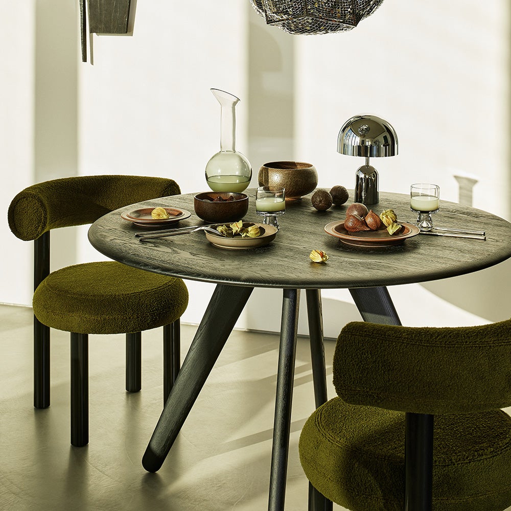 Platte runder Tisch 120cm schwarz