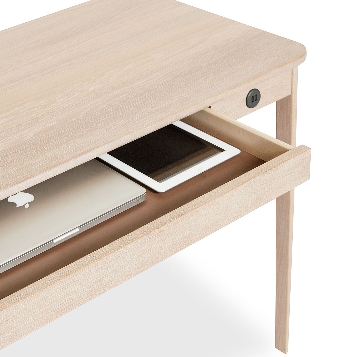 Sm131 Schreibtisch Eiche Weiß Öl/Schwarz Nano-Laminat 115X55X74Cm 