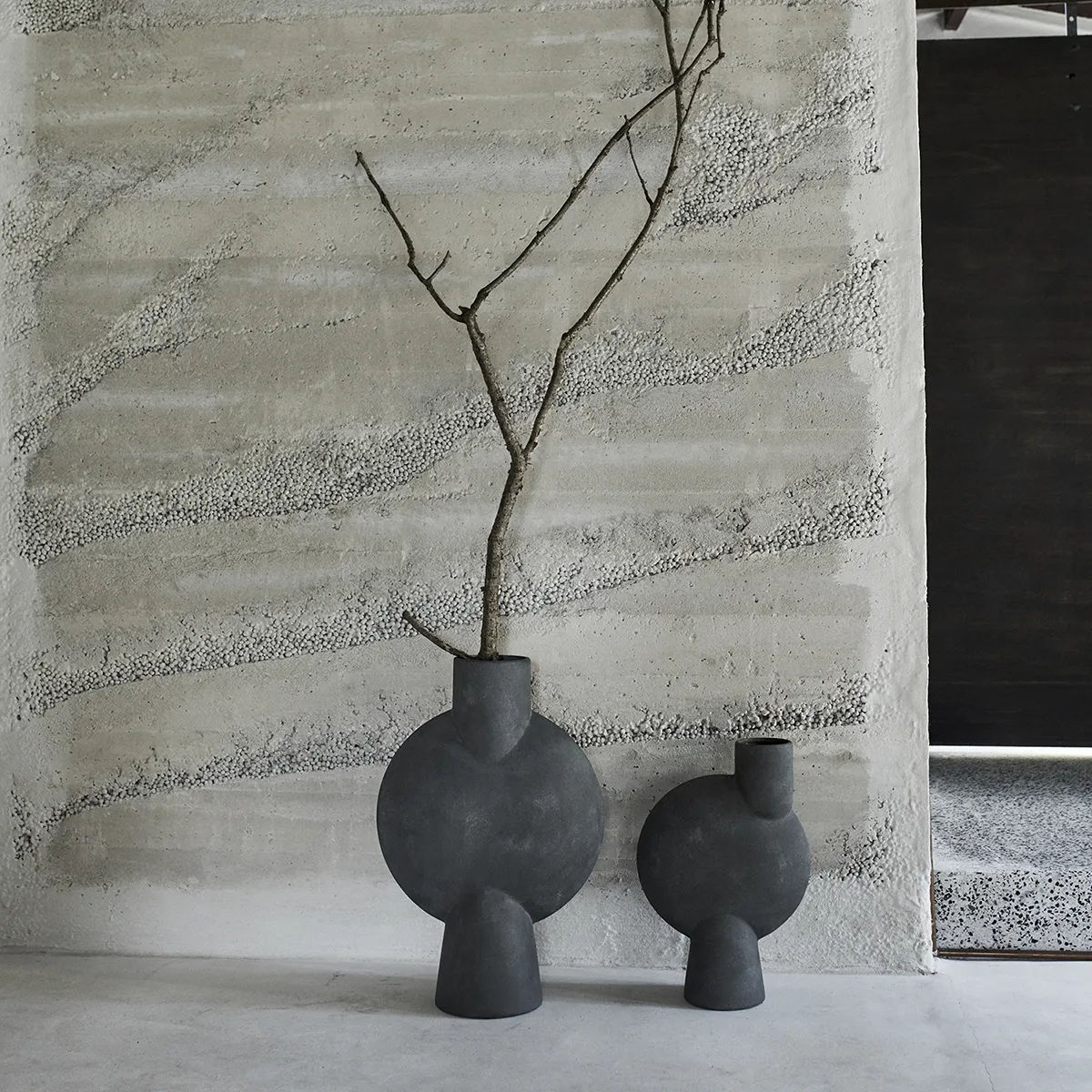 Handbemalte Vase Sphere Bubl Hexa Dark Grey H60 cm