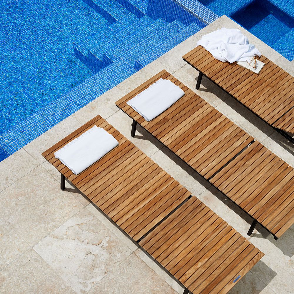 Häringe Sonnenliege Teak/Schwarz