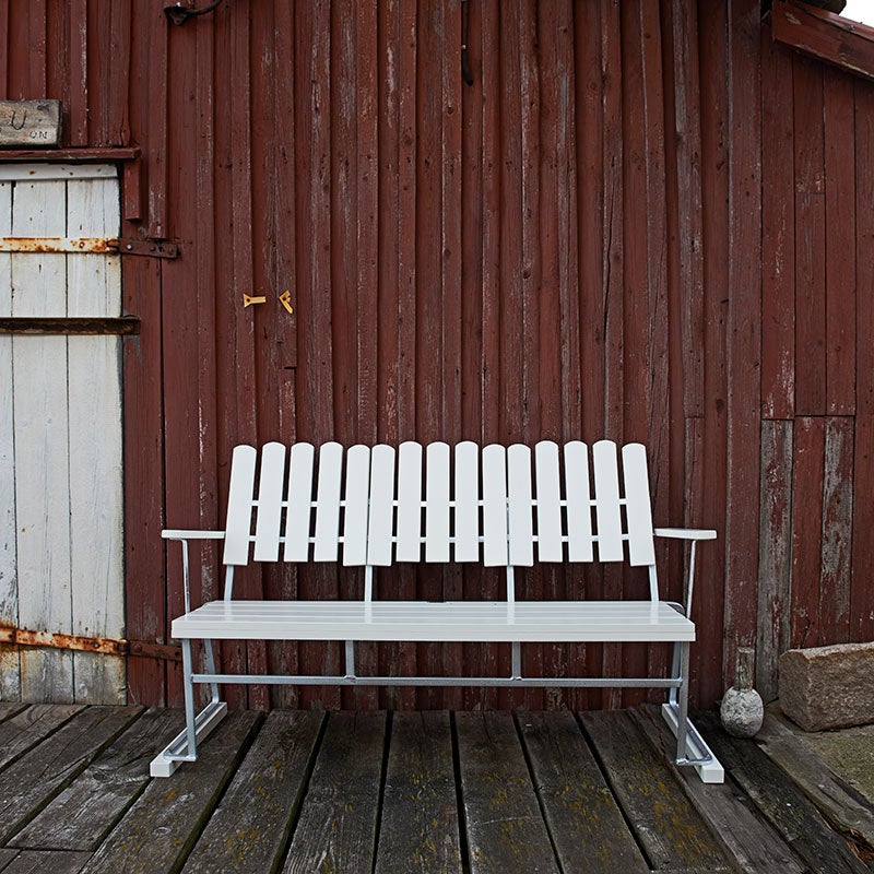 Sofa 6 Eiche weiß lackiert / Gestell feuerverzinkt