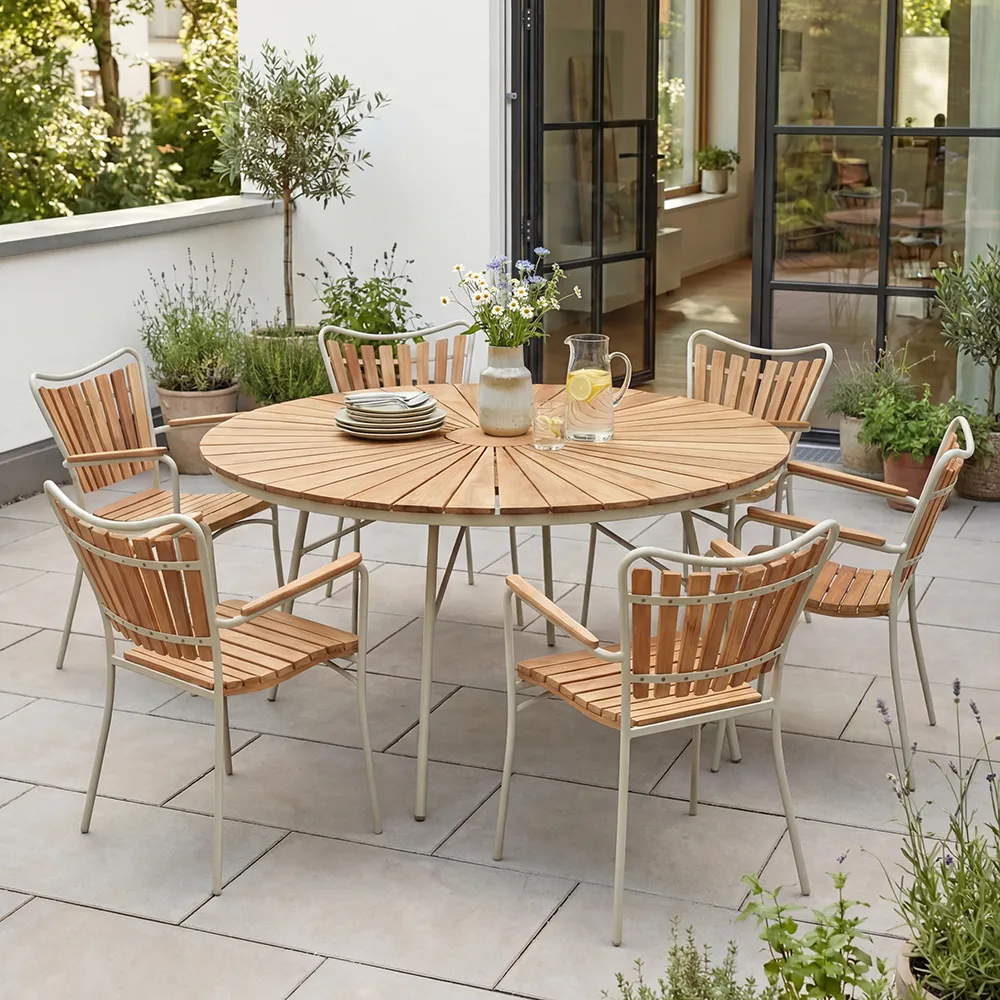 Ellen Armlehnstuhl sandgrau / Teak