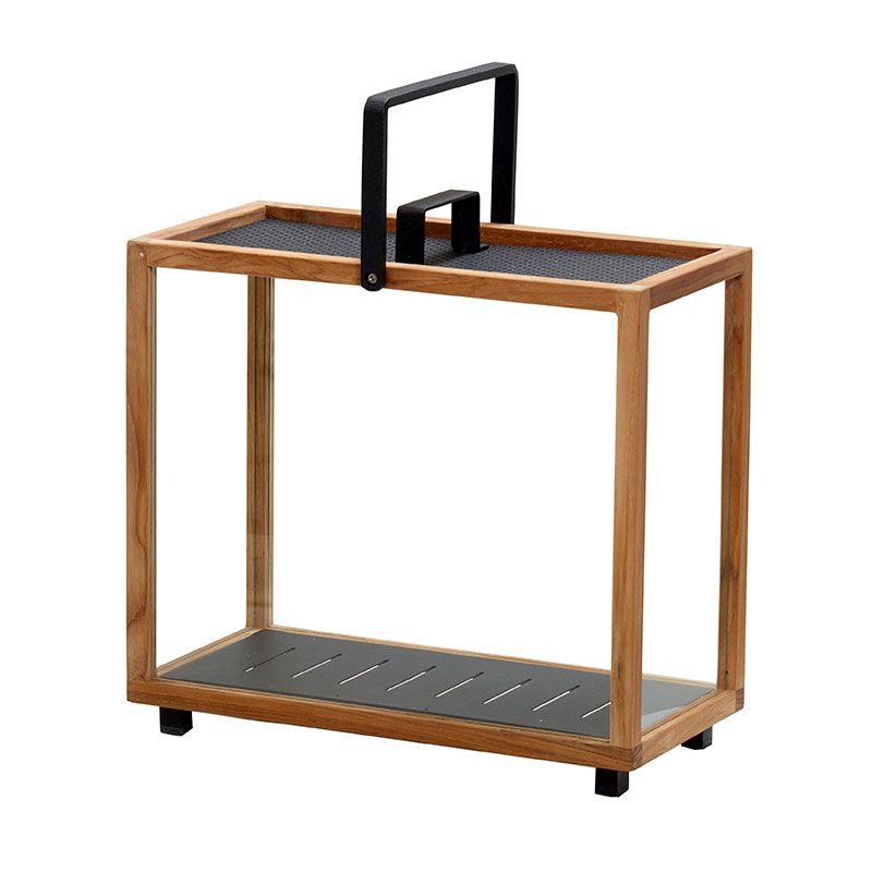  Lighthouse Laterne Grau/Teak Rechteckig